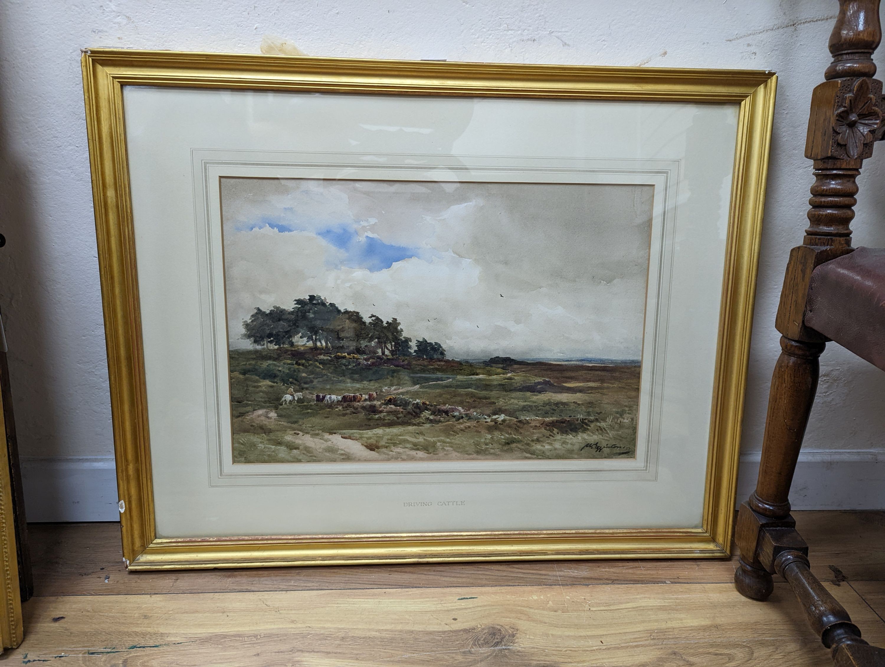 Wycliffe Egginton (1875-1951), watercolour, 'Driving cattle', signed, 36 x 53cm